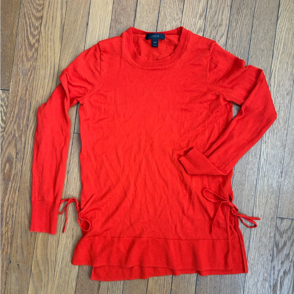J Crew Red Crewneck Wool Sweater